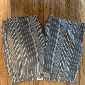 grey and white stripped dress shorts